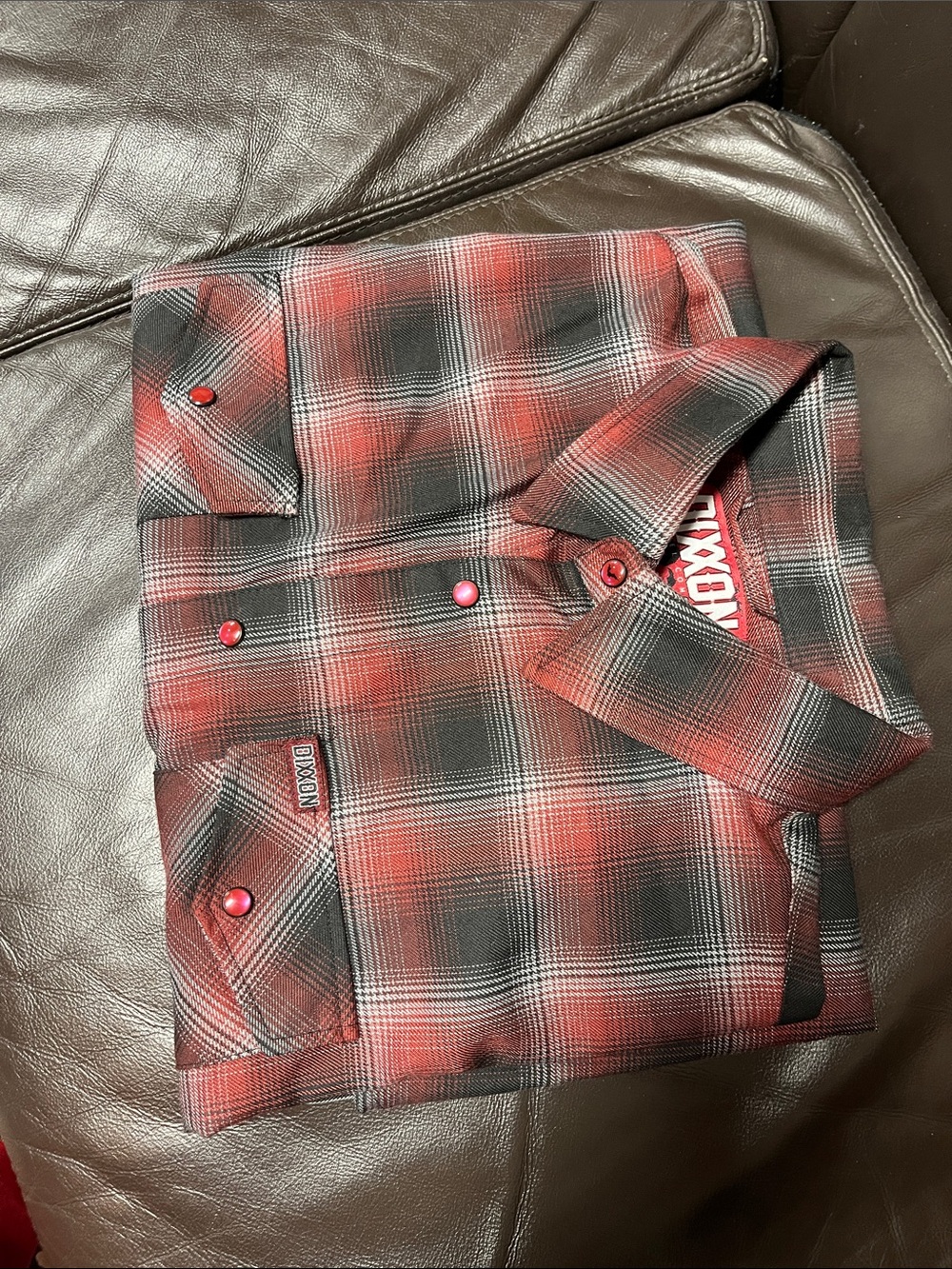 DIXXON Red and Black Plaid Button-Down Shirt Jacket